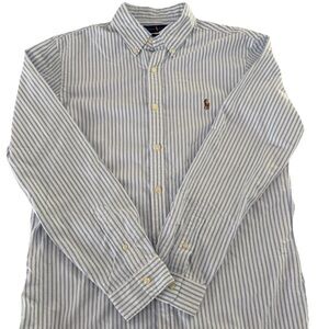 Ralph Lauren Slim Fit Button Down Shirt Men’s L Blue White Stripes